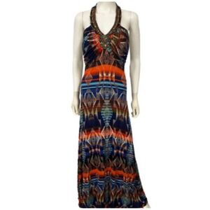 Boston‎ Proper Halter Maxi Dress Women Size Small Boho Beaded Detail Sleeveless